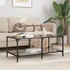 Image de vidaXL Table basse avec dessus en verre noir 98,5x50x40 cm acier, table d'appoint, table de salon, table à thé, bout de 845981