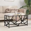 Image de vidaXL Table basse avec dessus en verre transparent 78,5x40x41cm acier, table d'appoint, table de salon, table à thé, bout 845994