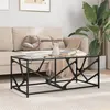 Image de vidaXL Table basse avec dessus en verre transparent 98,5x50x41cm acier, table d'appoint, table de salon, table à thé, bout 845996