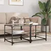 Image de vidaXL Tables basses avec dessus en verre noir 2 pcs 50x50x45 cm acier, table d'appoint, table de salon, table à thé, bout 846009
