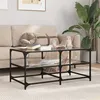 Image de Table basse avec dessus en verre noir 98,5x50x45 cm acier