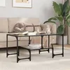 Image de Table basse avec dessus en verre noir 98,5x50x45 cm acier