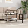 Image de Table basse avec dessus en verre noir 98,5x50x45 cm acier