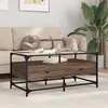 Image de Table basse et dessus en verre chêne marron 98,5x50x45 cm acier