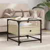 Image de vidaXL Table basse et dessus en verre chêne sonoma 50x50x45 cm acier, table d'appoint, table de salon, table à thé, bout de 846050