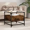 Image de vidaXL Table basse avec dessus en verre chêne fumé 50x50x45 cm acier, table d'appoint, table de salon, table à thé, bout de 846051