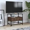 Image de vidaXL Meuble TV avec dessus en verre chêne marron bois d'ingénierie, support TV, armoire média, armoire hifi, unité TV, 846058