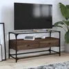 Image de Meuble TV avec dessus en verre chêne marron bois d ingénierie