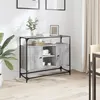 Image de vidaXL Buffet avec dessus en verre sonoma gris bois d'ingénierie, meuble de rangement, meuble de rangement de cuisine, 846072