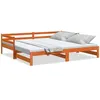 Image de Lit gigogne vidaxl 203.5 x 164 x 56.5 cm en cire sommier a lattes pour 2 personnes de couleur