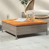 Image de Table de jardin gris 70x70x25 cm résine tressée et bois acacia