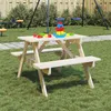 Image de Table de pique nique pour 4 enfants avec trou de parasol sapin