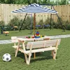 Image de Vidaxl Parasol droit rond 120x120 cm - toile polyester mat bois Bleu