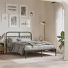 Image de vidaXL Cadre de lit métal avec tête de lit noir 140x190 cm, lit double, meuble de chambre à coucher, lit d'invité, lit, 376600