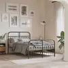Image de vidaXL Cadre de lit métal avec tête de lit/pied de lit noir 120x190 cm, lit double, meuble de chambre à coucher, lit 376615