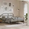 Image de vidaXL Cadre de lit métal avec tête de lit/pied de lit noir 140x190 cm, lit double, meuble de chambre à coucher, lit 376618