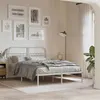 Image de vidaXL Cadre de lit métal avec tête de lit blanc 135x190 cm, lit double, meuble de chambre à coucher, lit d'invité, lit, 376648