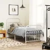 Image de vidaXL Cadre de lit métal avec tête de lit/pied de lit blanc 75x190 cm, lit simple, meuble de chambre à coucher, lit 376657