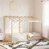 Image de vidaXL Lit pour enfants avec toit 100x200 cm bois de pin massif, cadre de lit pour enfants, lit pour enfants en bois, meuble 846997