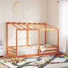 Image de vidaXL Lit pour enfants et toit cire marron 80x200 cm bois massif pin, cadre de lit pour enfants, lit pour enfants en bois, 847005