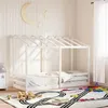 Image de vidaXL Lit pour enfants avec toit blanc 90x190 cm bois massif de pin, cadre de lit pour enfants, lit pour enfants en bois, 847007