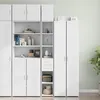 Image de vidaXL Armoire de rangement mince blanc 30x42,5x225 cm, armoire de rangement de salle de bain, unité de rangement de salle 3281266