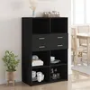 Image de vidaXL Buffet haut noir 80x42,5x124 cm bois d'ingénierie, buffet, armoire de rangement, panneau latéral, armoire, armoire 3281386