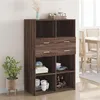 Image de vidaXL Buffet haut chêne marron 80x42,5x124 cm bois d'ingénierie, buffet, armoire de rangement, panneau latéral, armoire, 3281391