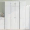 Image de vidaXL Buffet haut blanc 70x42,5x185 cm bois d'ingénierie, buffet, armoire de rangement, panneau latéral, armoire, armoire 3281420