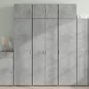 Image de vidaXL Buffet haut gris béton 70x42,5x185 cm bois d'ingénierie, buffet, armoire de rangement, panneau latéral, armoire, 3281423