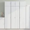 Image de vidaXL Buffet haut blanc 70x42,5x185 cm bois d'ingénierie, buffet, armoire de rangement, panneau latéral, armoire, armoire 3281427