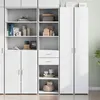 Image de vidaXL Buffet haut blanc 45x42,5x185 cm bois d'ingénierie, buffet, placard, armoire latérale, armoire, armoire de rangement, 3281448