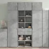 Image de vidaXL Buffet haut gris béton 70x42,5x185 cm bois d'ingénierie, buffet, meuble de rangement, armoire haute, armoire, armoire 3281465