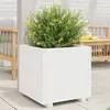 Image de vidaXL Jardinière blanc 50x50x49,5 cm bois de pin massif, jardinière d'extérieur, bac à fleurs, boîte à plantes, jardinière 847354