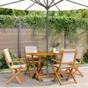 Image de vidaXL Ensemble à manger de jardin 5 pcs blanc crème tissu bois massif, ensemble à manger d'extérieur, meuble de salle à 3281700