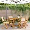 Image de vidaXL Ensemble à manger de jardin 5 pcs beige tissu et bois massif, ensemble à manger d'extérieur, meuble de salle à manger 3281703