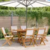 Image de vidaXL Ensemble à manger de jardin 7 pcs blanc crème tissu bois massif, ensemble à manger d'extérieur, meuble de salle à 3281712