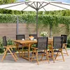 Image de vidaXL Ensemble à manger de jardin 7 pcs noir rotin et bois massif, ensemble à manger d'extérieur, meuble de salle à manger 3281730