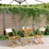 Image de vidaXL Ensemble de bistro 3 pcs blanc crème tissu et bois massif, ensemble de bistro de jardin, ensemble de balcon, ensemble 3281748