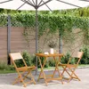 Image de vidaXL Ensemble de bistro 3 pcs beige tissu et bois massif, ensemble de bistro de jardin, ensemble de balcon, ensemble de 3281763