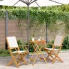 Image de vidaXL Ensemble de bistro 3 pcs blanc crème tissu et bois massif, ensemble de bistro de jardin, ensemble de balcon, ensemble 3281796