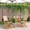 Image de vidaXL Ensemble de bistro 3 pcs beige tissu et bois massif, ensemble de bistro de jardin, ensemble de balcon, ensemble de 3281799