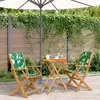 Image de vidaXL Ensemble de bistro 3 pcs motif de feuilles tissu et bois massif, ensemble de bistro de jardin, ensemble de balcon, 3281800