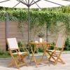Image de vidaXL Ensemble de bistro 3 pcs blanc crème tissu et bois massif, ensemble de bistro de jardin, ensemble de balcon, ensemble 3281808