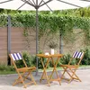 Image de vidaXL Ensemble de bistro 3 pcs bleu et blanc tissu et bois massif, ensemble de bistro de jardin, ensemble de balcon, 3281849