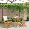 Image de vidaXL Ensemble de bistro 3 pcs blanc crème tissu et bois massif, ensemble de bistro de jardin, ensemble de balcon, ensemble 3281856