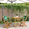 Image de vidaXL Ensemble de bistro 3 pcs motif de feuilles tissu et bois massif, ensemble de bistro de jardin, ensemble de balcon, 3281860