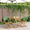 Image de vidaXL Ensemble de bistro 3 pcs motif de feuilles tissu et bois massif, ensemble de bistro de jardin, ensemble de balcon, 3281872