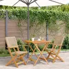 Image de vidaXL Ensemble de bistro 3 pcs beige résine tressée et bois massif, ensemble de bistro de jardin, ensemble de balcon, 3281876