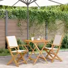 Image de vidaXL Ensemble de bistro 3 pcs blanc crème tissu et bois massif, ensemble de bistro de jardin, ensemble de balcon, ensemble 3281880